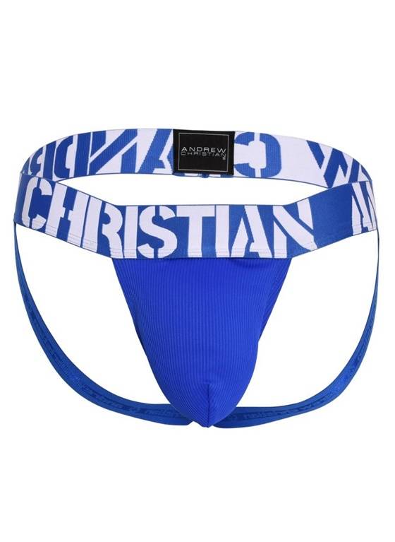 JOCKSTRAP MĘSKI ANDREW CHRISTIAN - ALMOST NAKED POWER RIB JOCK BLUE 92723