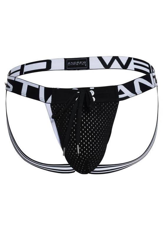 JOCKSTRAP MĘSKI ANDREW CHRISTIAN - MESH FOOTBALL JOCK BLACK 92564