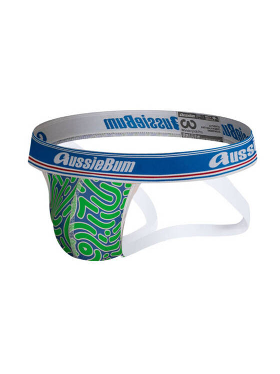 Jockstrap męski w graficzny wzór z grubą gumą | Zielony | WJ Pro Impression Green | AussieBum