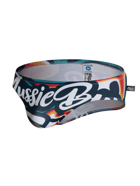 Kąpielówki męskie slipy w graficzny wzór | Wielokolorowe | Signature Outback | AussieBum