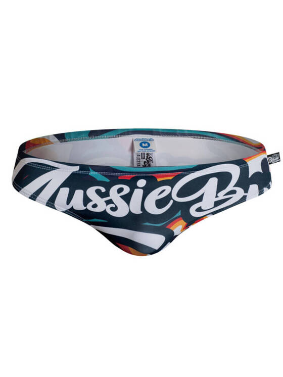 Kąpielówki męskie slipy w graficzny wzór | Wielokolorowe | Signature Outback | AussieBum