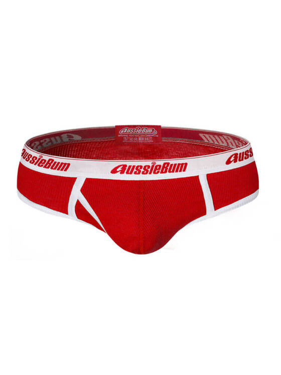 Klasyczne slipy męskie z białym przeszyciem | Czerwone | Classic Red | AussieBum