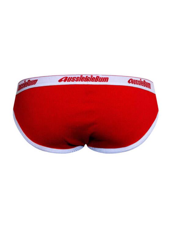 Klasyczne slipy męskie z białym przeszyciem | Czerwone | Classic Red | AussieBum