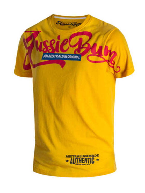 Koszulka męska z nadrukiem | Żółta | Designer Tee Mate Yellow | AussieBum