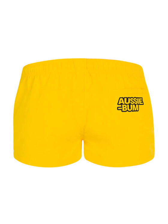 Krótkie gładkie kąpielówki męskie shorty ze ściągaczem | Żółte | Reef Yellow | AussieBum