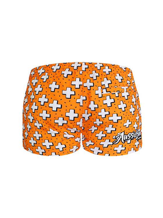 Krótkie kąpielówki męskie shorty w graficzny wzór | Pomarańczowe | Addition Addition Mango | AussieBum