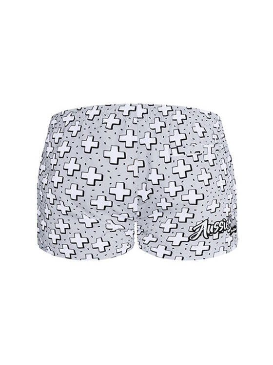 Krótkie kąpielówki męskie shorty w graficzny wzór | Szare | Addition Addition Silver | AussieBum