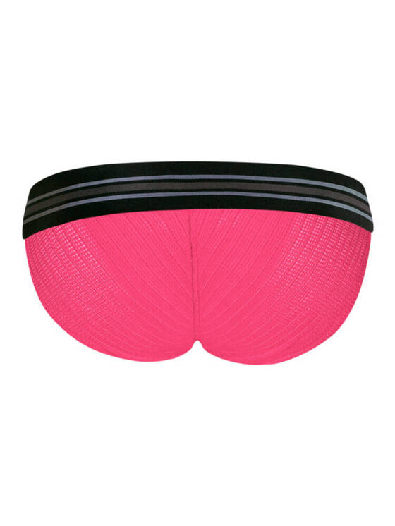 Prążkowane slipy męskie z grubą gumą | Różowe | Classic Brief Black Pink | AussieBum