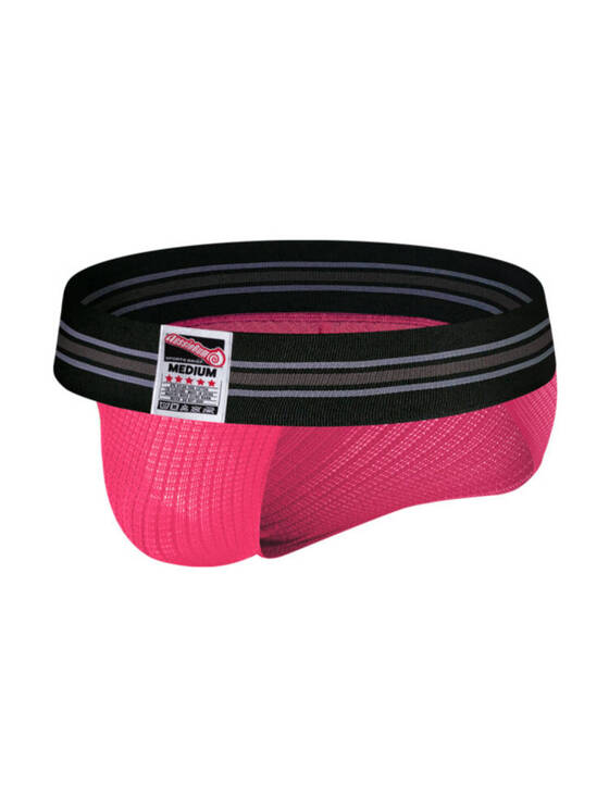 Prążkowane slipy męskie z grubą gumą | Różowe | Classic Brief Black Pink | AussieBum