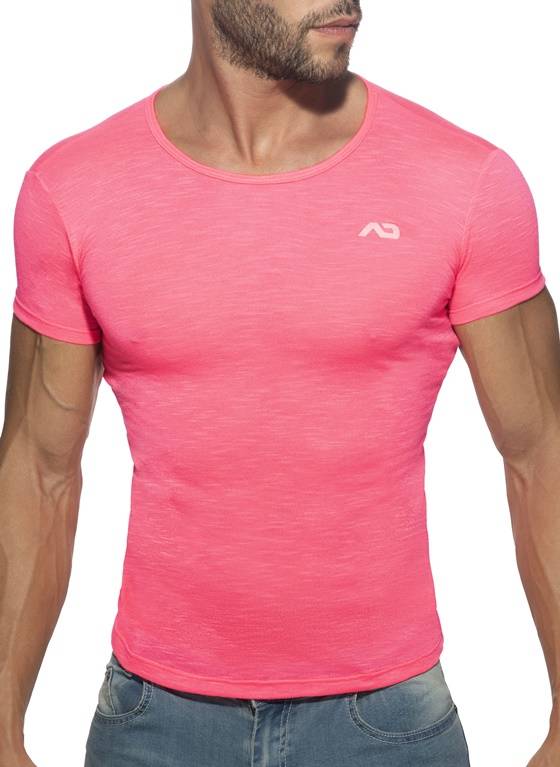 Przewiewny neonowy t-Shirt męski | Różowy | Thin Flame Neon Pink | Addicted |  AD1109