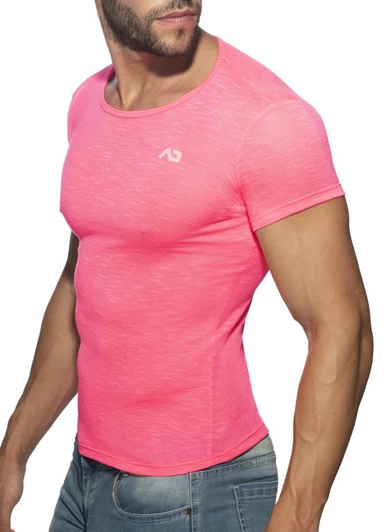 Przewiewny neonowy t-Shirt męski | Różowy | Thin Flame Neon Pink | Addicted |  AD1109