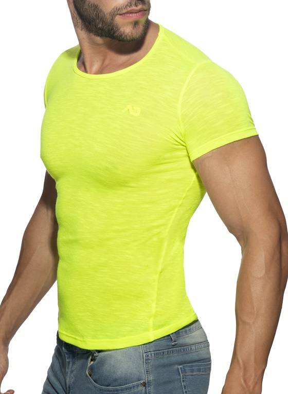 Przewiewny neonowy t-Shirt męski | Żółty | Thin Flame Neon Yellow | Addicted |  AD1109