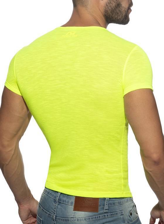 Przewiewny neonowy t-Shirt męski | Żółty | Thin Flame Neon Yellow | Addicted |  AD1109