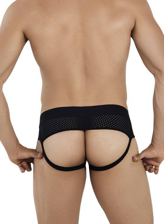 Przewiewny siateczkowy jockstrap męski | Czarny | Zurich | CLEVER MODA | 1029