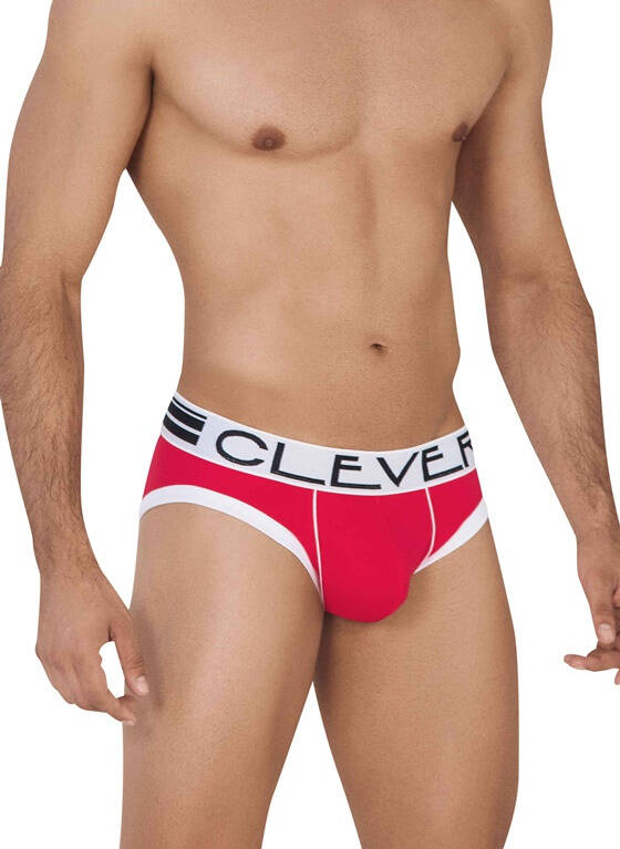 SLIPY MĘSKIE CLEVER MODA - UNCHAINDED PIPING BRIEF RED