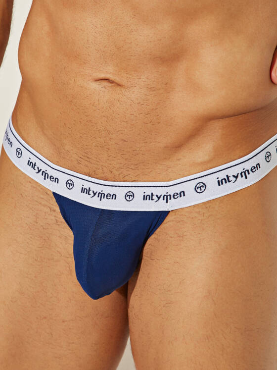 Siateczkowy przewiewny jockstrap męski | Granatowy | fresh jocksatrap | INTYMEN | INE033