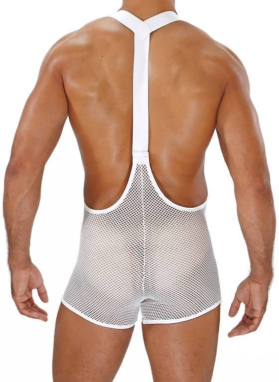 Siateczkowy przewiewny trykot męski | Biały | Bulge Mesh Singlet | TOf Paris | BO0001B