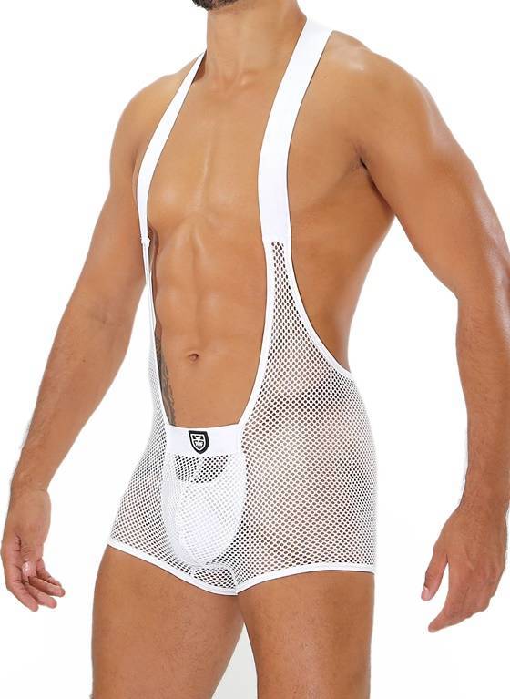 Siateczkowy przewiewny trykot męski | Biały | Bulge Mesh Singlet | TOf Paris | BO0001B