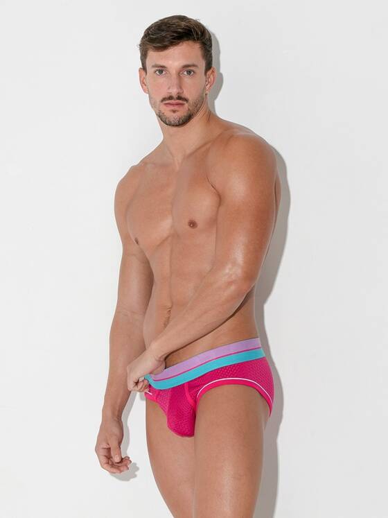 Slipy męskie | Bright Mesh 2081 Pink | CODE22