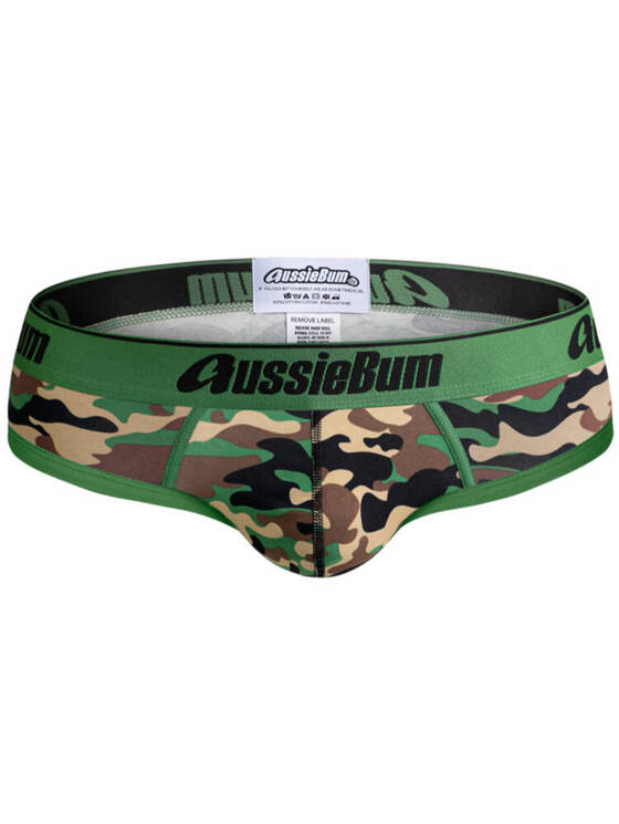 Slipy męskie moro z grubą gumą | Zielone | CottonSoft 2.0 Camo Green | AussieBum