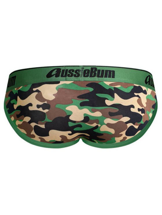 Slipy męskie moro z grubą gumą | Zielone | CottonSoft 2.0 Camo Green | AussieBum