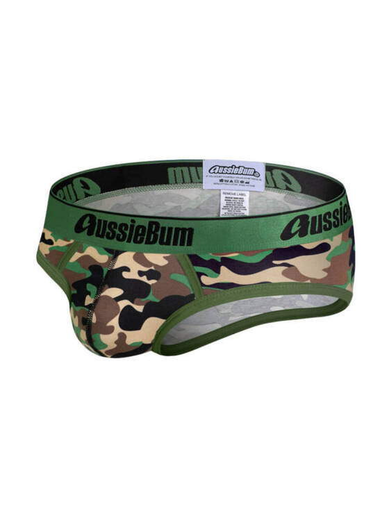 Slipy męskie moro z grubą gumą | Zielone | CottonSoft 2.0 Camo Green | AussieBum