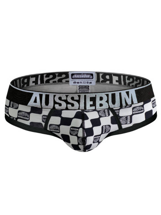 Slipy męskie w kratkę z grubą gumą | Białe | CottonSoft 2.0 Hopscotch White | AussieBum