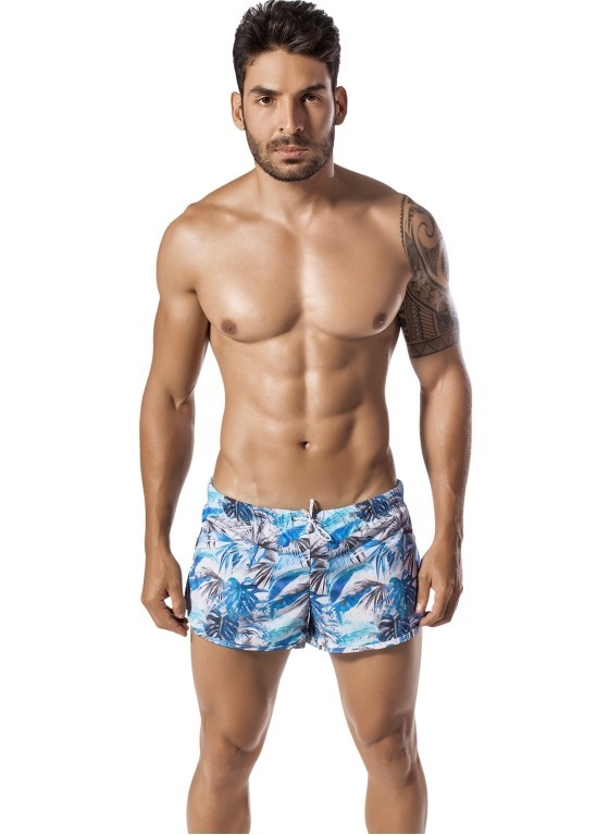 Szorty kąpielowe męskie Clever Moda - Life Guard Jungle Swim Short niebieskie