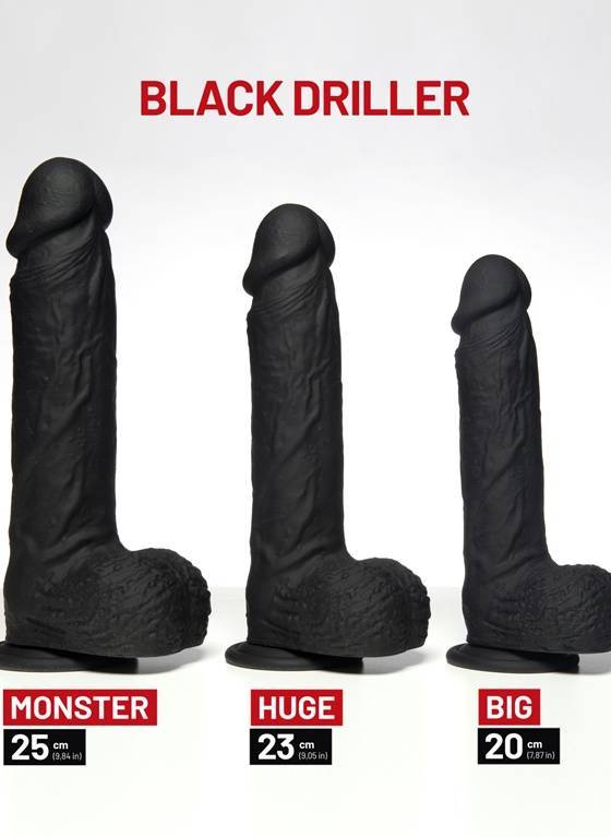 Wibrator Dildo męskie | Czarne | Big Black Driller | ADDICTED | AC172