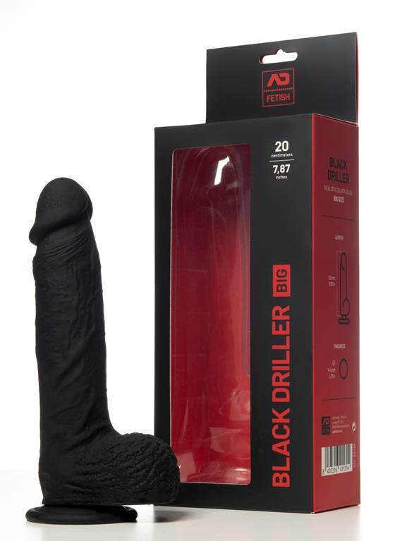 Wibrator Dildo męskie | Czarne | Monster Black Driller | ADDICTED |  AC174