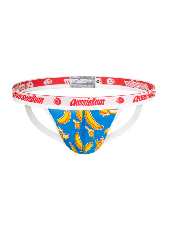 jockstrap męski w graficzny wzór Banany | Niebieski | Party Hard Banana | AussieBum