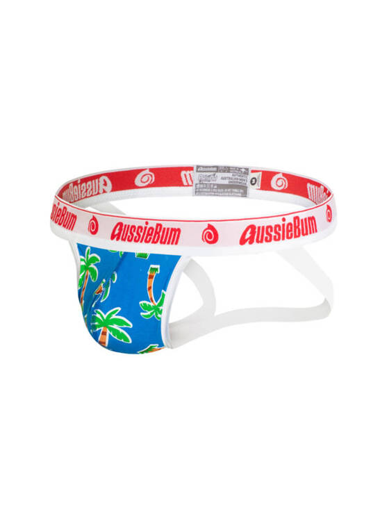 jockstrap męski w graficzny wzór Palmy | Niebieski | Party Hard Palmtree | AussieBum