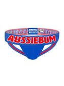 Gładki jockstrap męski z grubą gumą z logo | Niebieski | X-Jock Blue | AussieBum