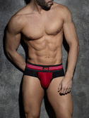 Siateczkowe slipy męskie z grubą gumą | Czerwony | Double Stripe Brief | Addicted Fetish | ADF112