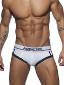 Siateczkowe slipy męskie z kolorowym obszyciem | Białe | Open Sport Mesh Brief | ADDICTED | AD740